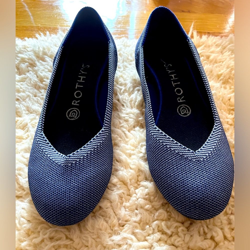Rothy’s The Flat in blue herringbone